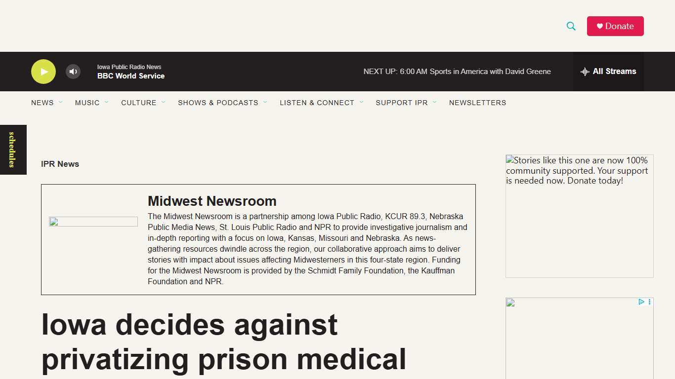 Iowa's prison health care system: jobs lost to privatization Iowa Public Radio
